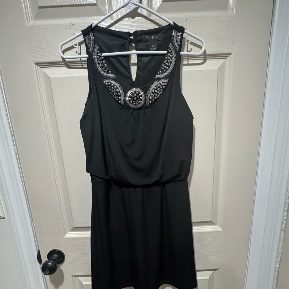 White House Black Market Black Embellished Mini Dress